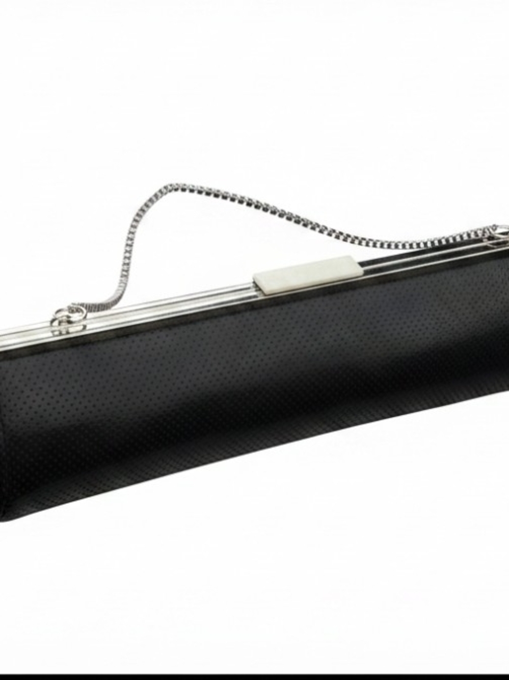 Black Metallic Dot Evening Clutch with Chain- EUC - Picture 4 of 6